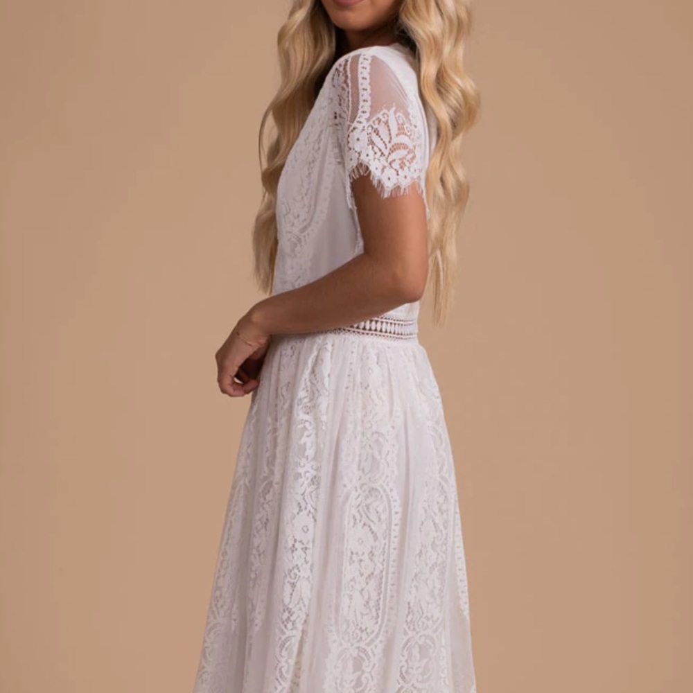 NEW White Lace Boho Short Sleeve Maxi Dress - Picture 14 of 14
